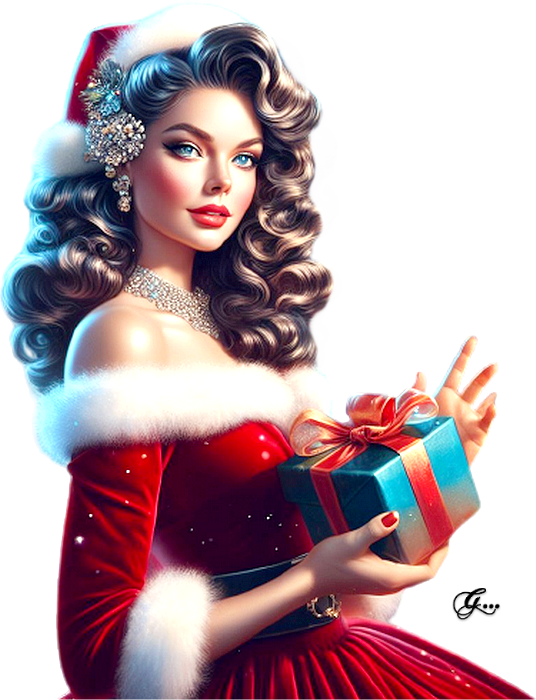 Tube Femme de Noel png Mère Noël Santa Claus Christmas