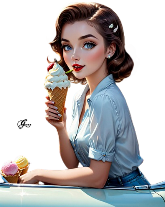 Tube Femme Glace à La Crème Png Woman Ice Cream Png